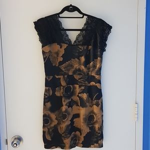 Black and gold cocktail dress